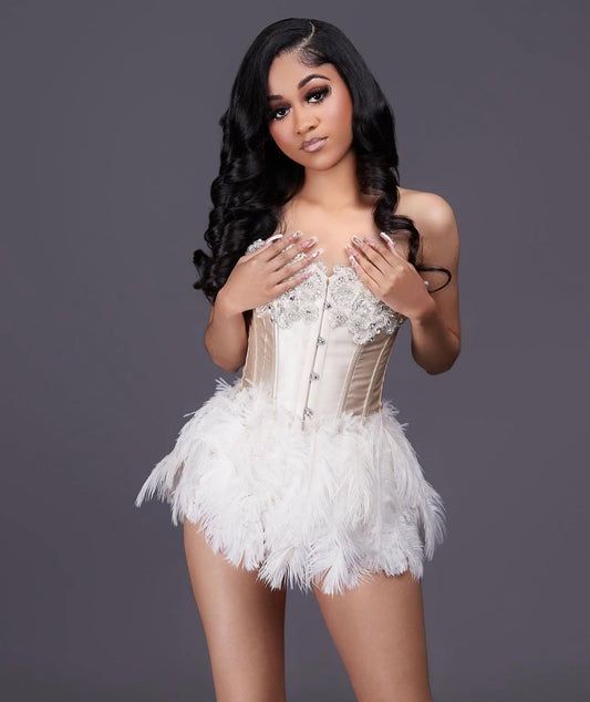 Corset Fearher Dress w/ Bling
